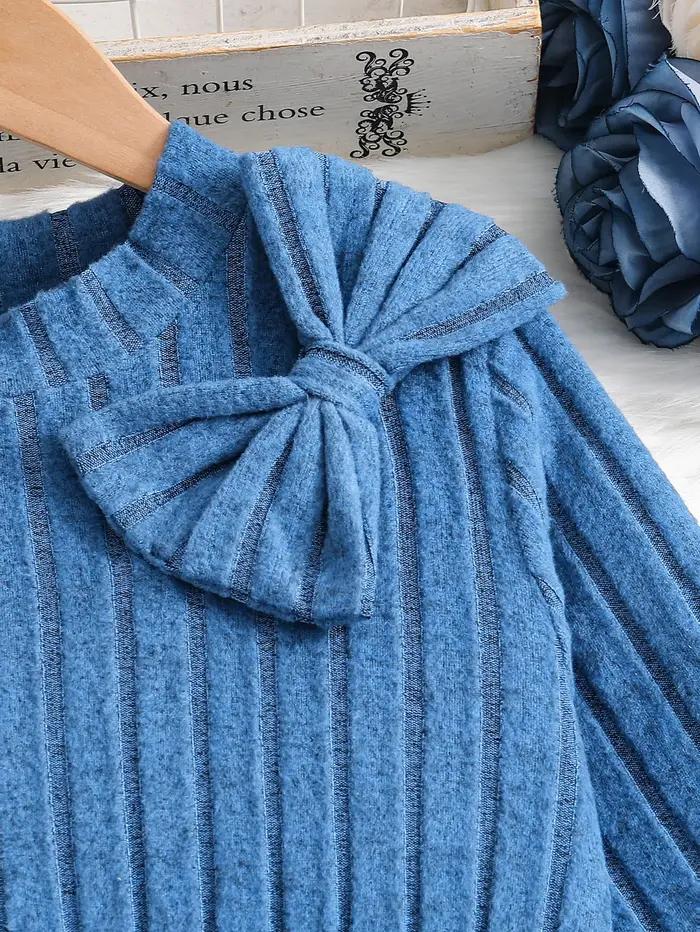 Robe en tricot décontractée pour filles de 8 à 12 ans, style printemps-automne, avec col rond, desig