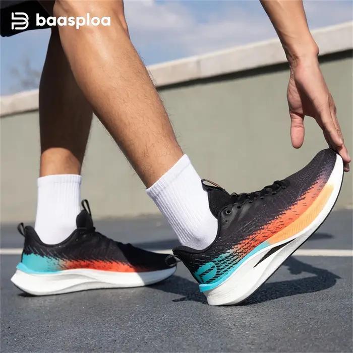 Baasploa hommes Jogging chaussures de sport plaque de carbone professionnel amorti baskets mâle exté
