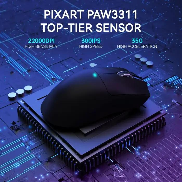 ATTACK SHARK X11 souris de jeu sans fil légère à trois modes avec station de charge RGB capteur opti