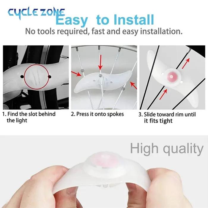 Lumières de pneu de vélo, rayons de roue, 3 modes LED, étanche, avertissement de sécurité, facile à
