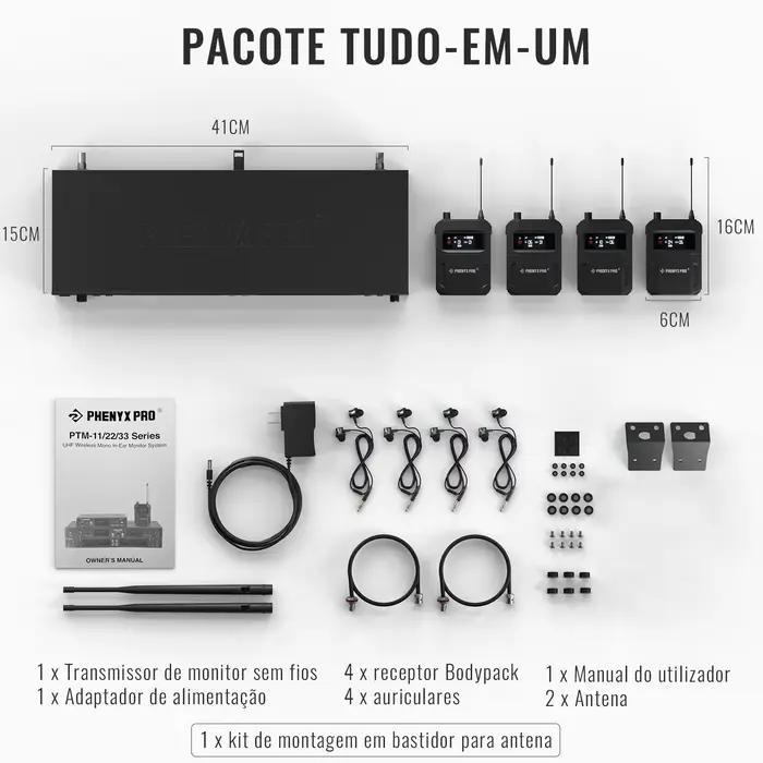 PHENYX PRO-Système de moniteurs intra-auriculaires sans fil mono 500MHz, avec 4 sorties en boucle, f