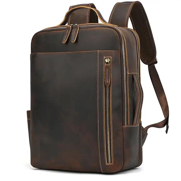 2025 nouveautés sac à dos en cuir pour voyage hommes mâle en cuir de vachette pochette d'ordinateur