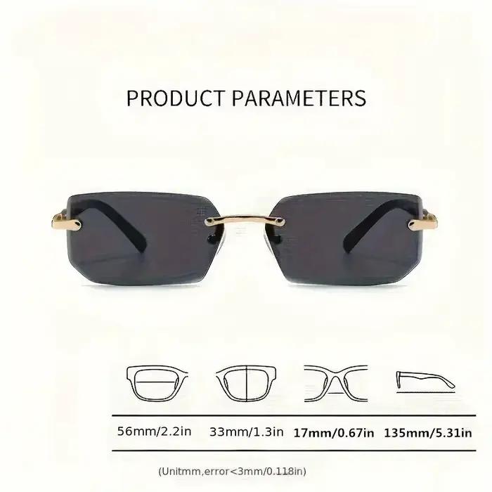Lunettes de soleil rectangulaires sans monture pour hommes et femmes, nuances populaires, petites lu