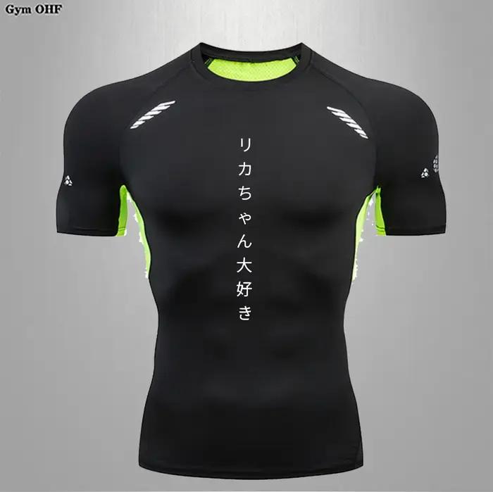 T-shirt de sport respirant à manches courtes pour hommes, séchage rapide, compression de compression