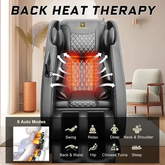 Fauteuil de massage inclinable avec zéro gravité, fauteuil de massage complet du corps avec chauffag