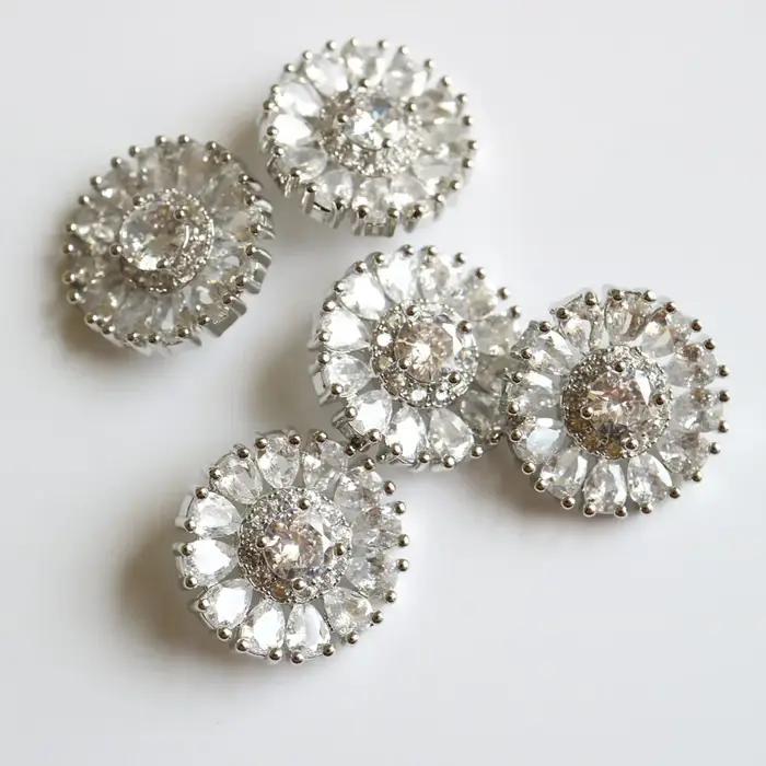 Boutons en cristal de luxe, 5 pièces/lot, bouton en zircone cubique pour manteau, couture décorative