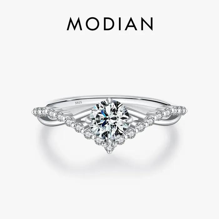 MODIAN couronne D couleur Moissanite bague délicate laboratoire diamant bague 925 en argent Sterling