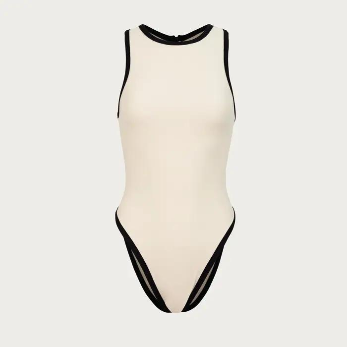 Maillot de bain une pièce sexy pour femme, monokini, col licou, tenue de plage, patchwork, 2024