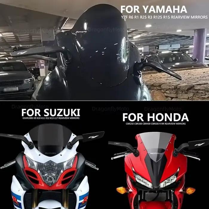 Rétroviseurs latéraux de moto avec LOGO R1, pour YAMAHA YZFR1 YZF R1, rétroviseur rotatif réglable a