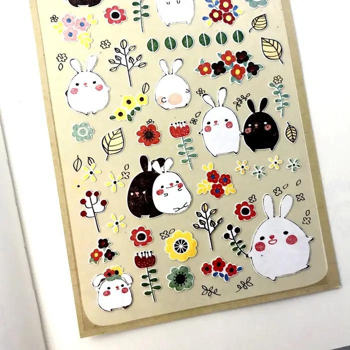 Suatelier Bonny autocollants pour Scrapbooking mignon lapin poubelle Journal autocollant Journal Alb