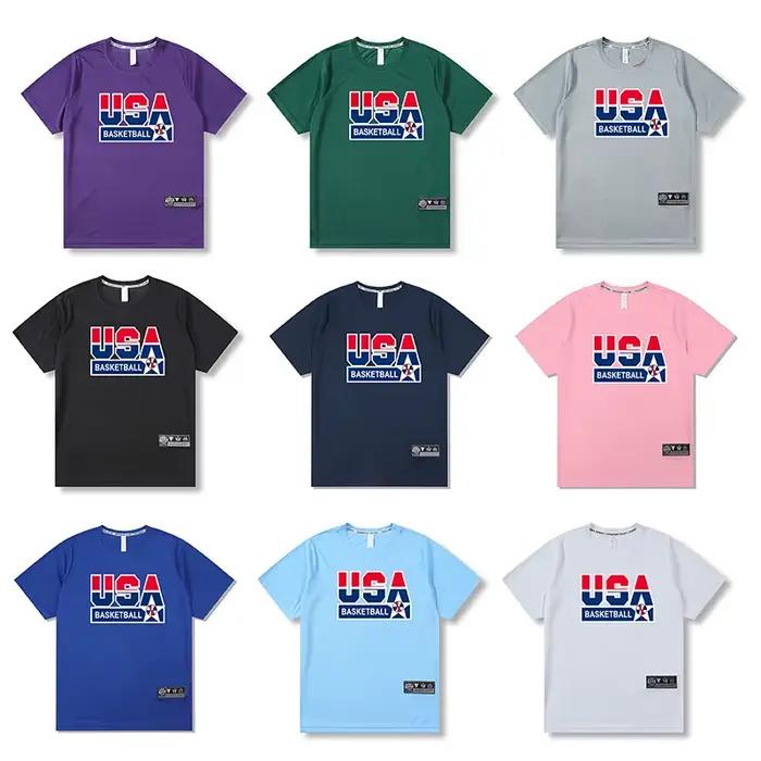 T-shirt manches courtes ample pour hommes - Fitness, musculation, séchage rapide été 2023