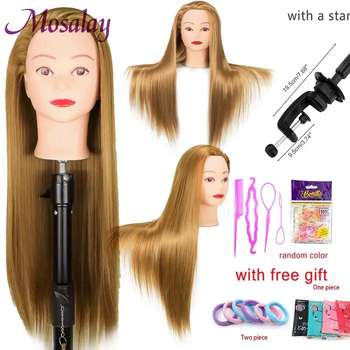 Tête de poupée pour coiffeurs 65cm cheveux synthétiques Mannequin tête coiffures femme Mannequin coi
