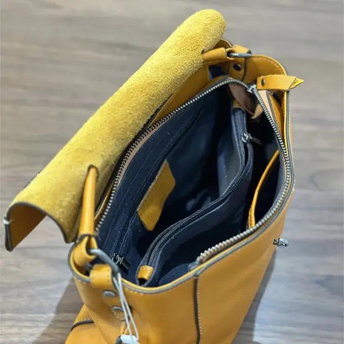Sac à main femme Johnature 2026 Automne Nouveau, fait main, rétro, en cuir véritable, polyvalent, en