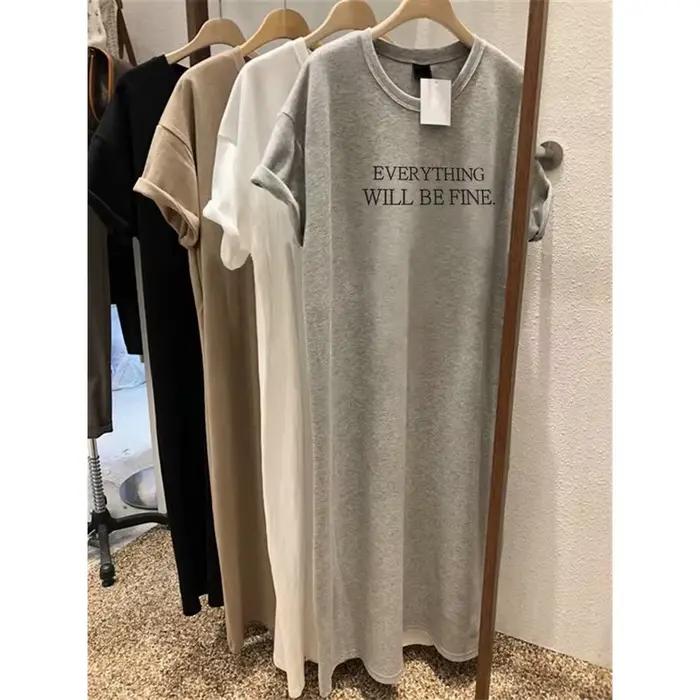 Robe d'été fine, grande taille, ample, manches courtes, pour femmes, nouvelle lettre imprimée, Simpl