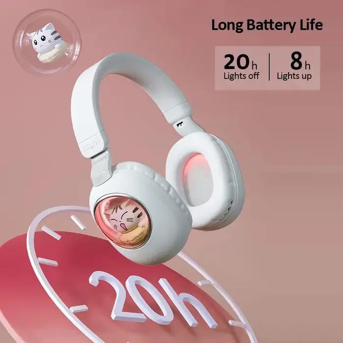 Casque Bluetooth sans fil Kawaii en forme de capsule spatiale pour animaux de compagnie, avec rétroé