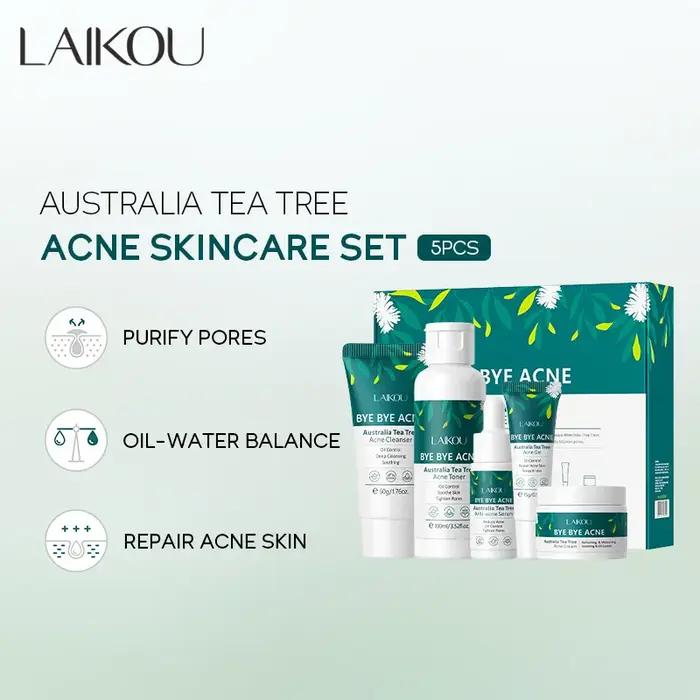 LAIKOU-Ensemble de soins de la peau contre l'acné au sapin à thé australien, nettoyant, toner, sérum