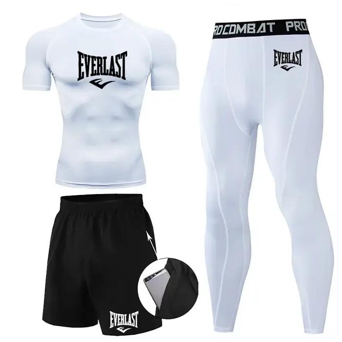 EVER/LAST noir hommes costumes chemises de Compression Leggings élasticité Fitness gymnase course re
