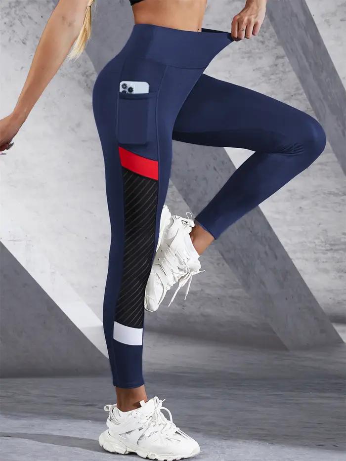 Pantalon de Yoga taille haute en maille colorée avec poches latérales, Leggings pour femmes, contrôl