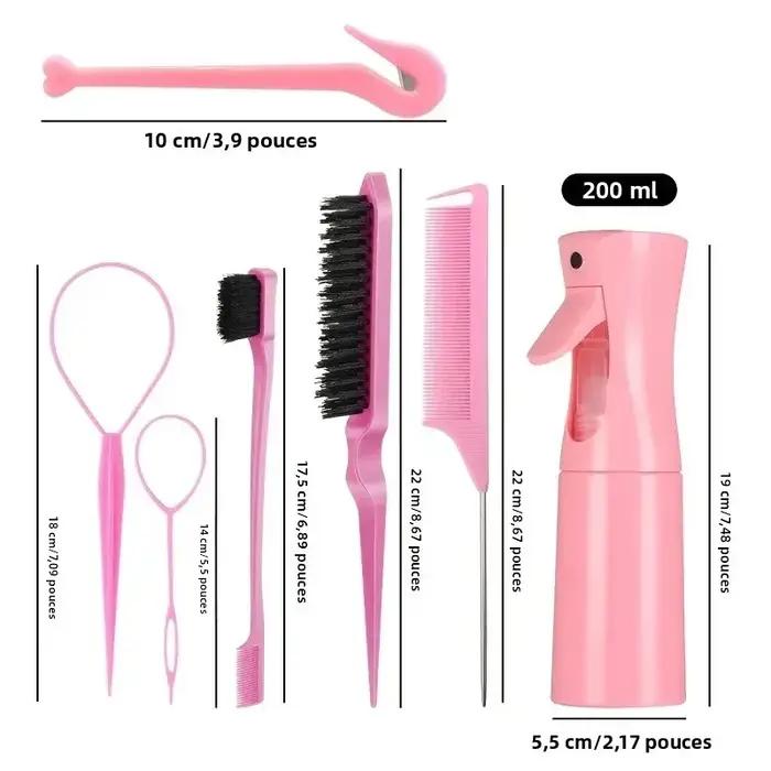 7 pièces/ensemble accessoires de beauté des cheveux poils queue de Rat bord peigne brosse à sourcils tresses