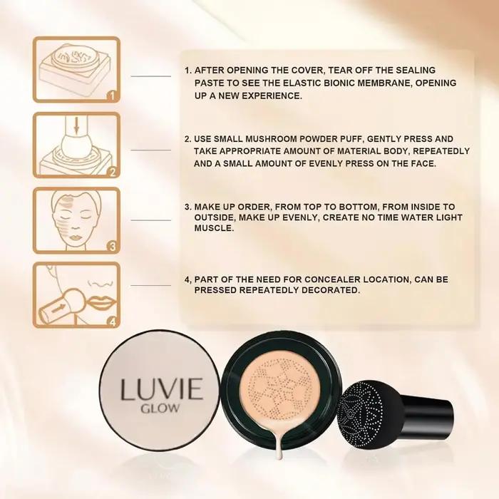 Luvie Glow fond de teint coussin tête de champignon coussin d'air CC crème BB crème visage fond de t