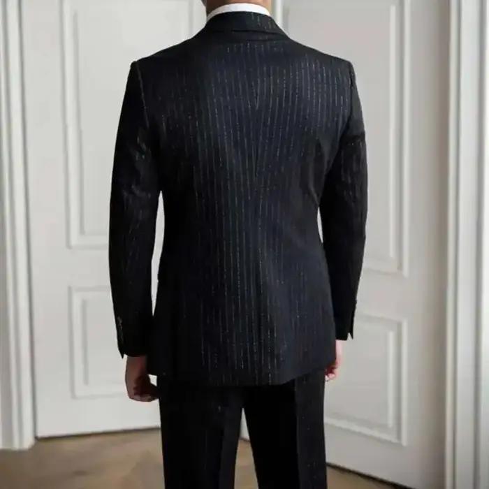 Costume d'affaires à rayures métalliques, robe formelle décontractée à Double boutonnage, Costume de