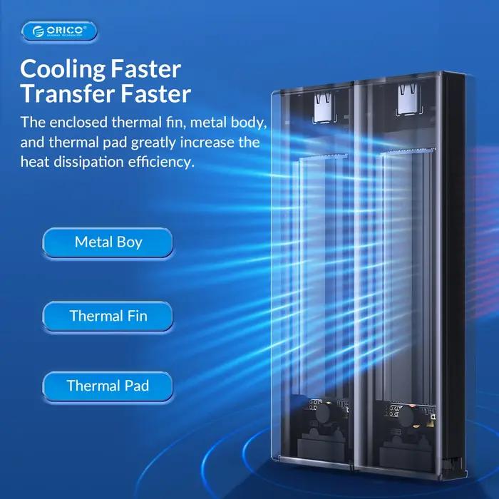 ORICO – boîtier SSD M.2 NVMe M2, en alliage d'aluminium, à double baie, pour clé M B & M, boîtier gr