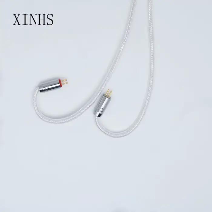 XINHS-Écouteurs filaires intra-auriculaires, placage d'argent à 2 cœurs, cuivre monocristallin, MMCX