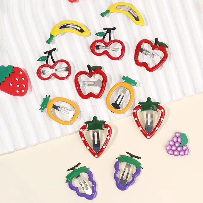 10 pièces/ensemble chaud mignon filles cheveux accessoires fruits BB pinces à cheveux côté fraise ép
