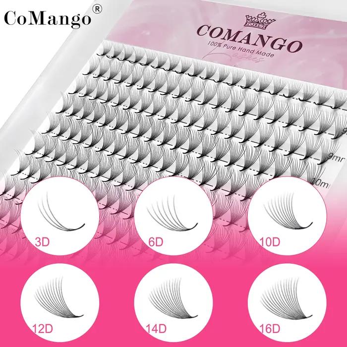 CoMango 300Fans préfabriqués volume fans vison vaporeux base pointue cils extension 3D / 6D / 10D /
