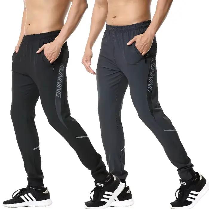 Pantalon de course réfléchissant pour hommes, fermeture éclair, pantalon de sport, d'entraînement, d