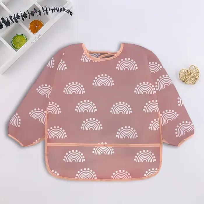 Bavoirs à manches longues pour bébé, tablier imperméable au Design de dessin animé coloré mignon pou