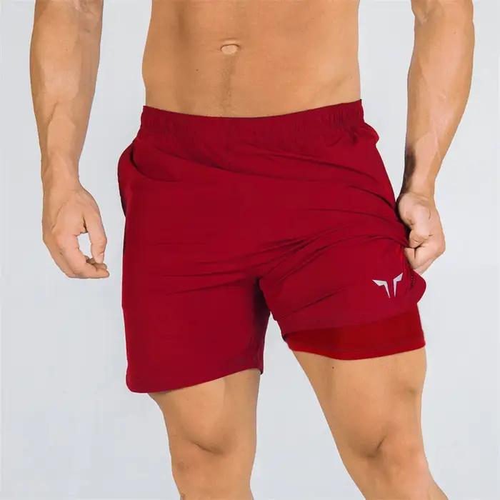 Short de sport homme slim double pont - Pantalon fitness respirant à séchage rapide pour entraînement