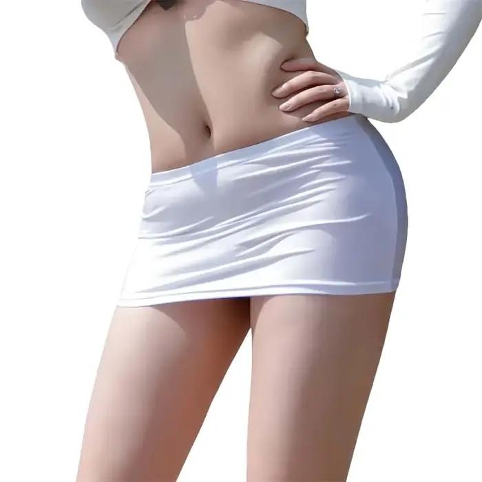 Mini-jupe moulante noire transparente ultra-fine en soie, style bodycon, pour femme, lingerie mode p