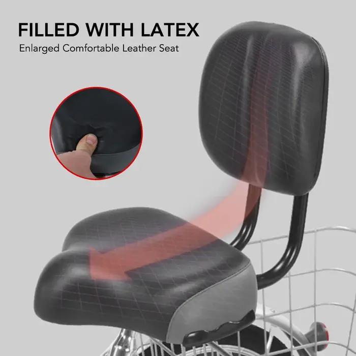 Siège de vélo large avec dossier intégré pour hommes et femmes, vélos rotatifs, électriques et tricycles, confort maximal pour randonnées et exercices