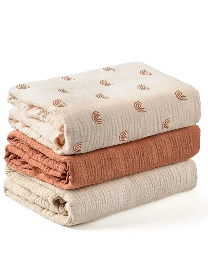 Lot de 3 langes en mousseline pour bébé, doux et respirants, pour nouveau-nés, garçons et filles