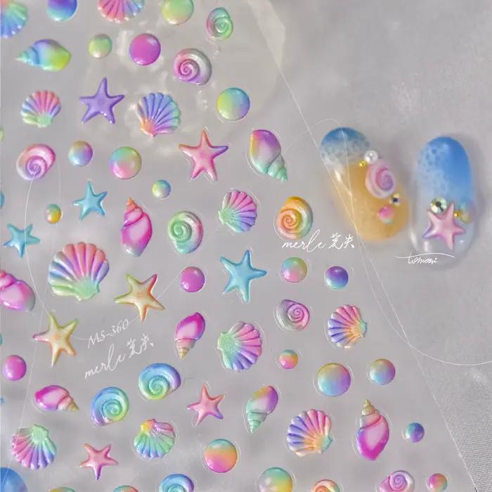 Autocollants de manucure auto-adhésifs 5D, bulles de méduse Bagful colorées, anneaux de natation, ét