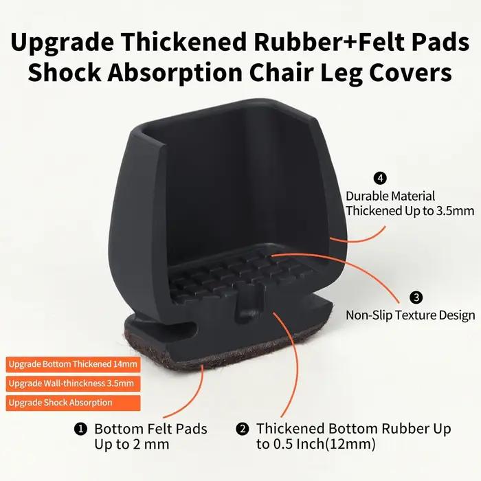 Protecteur de sol pour pieds de chaise, 8 pièces, couvre-pied diagonale avec coussinets en feutre ép