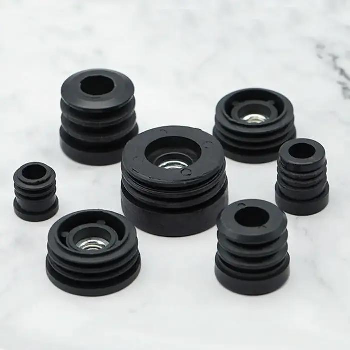 Bouchon de tuyau rond en plastique noir, trou d'écrou, tuyau intérieur, meubles, table, chaise