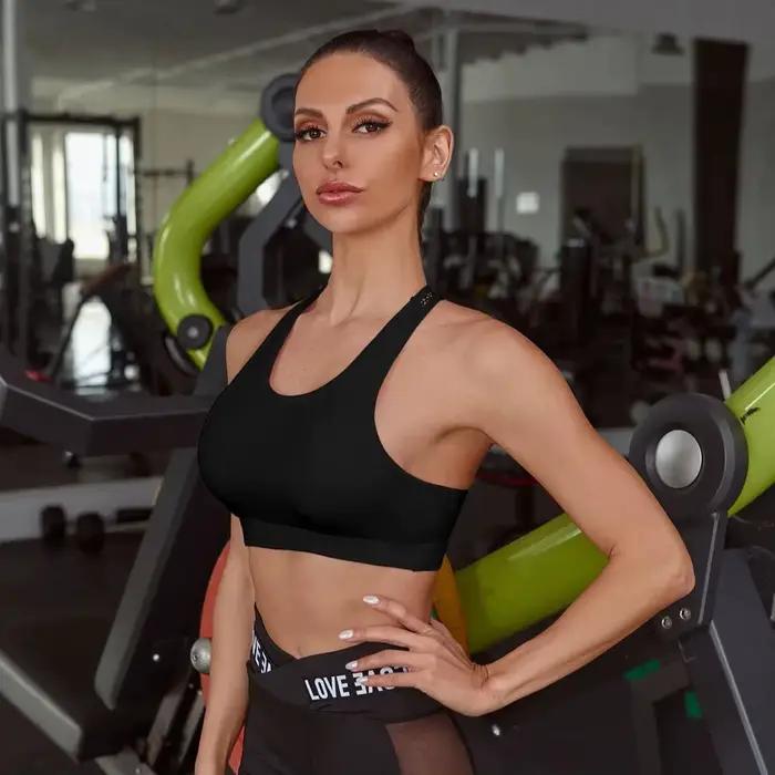 Soutien-gorge fitness femme yoga course gym push up bralette sport lettres