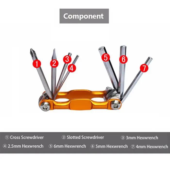 Kit d'outils de réparation multiples pour vélo de montagne 7 en 1, léger et Portable, jeu de réparat