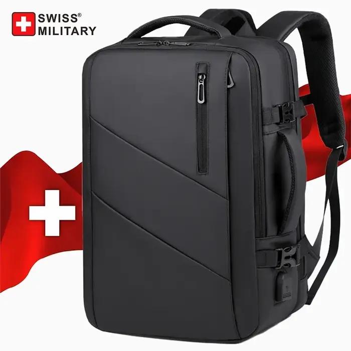 Sac à dos militaire suisse pour ordinateur portable, 17 pouces, multi-poches, extensible, étanche, U