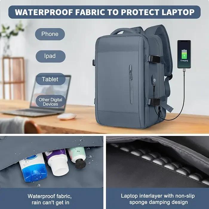 Sac à dos de voyage imperméable pour homme et femme, sac pour ordinateur portable de 40L, pour affai