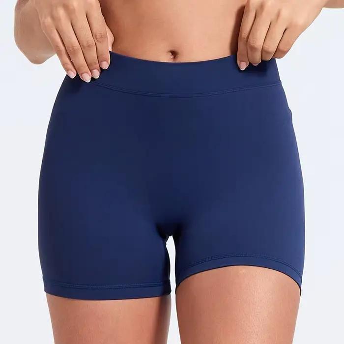 Short yoga femme dos V taille haute - Pantalon fitness moulant nylon levage hanches sexy