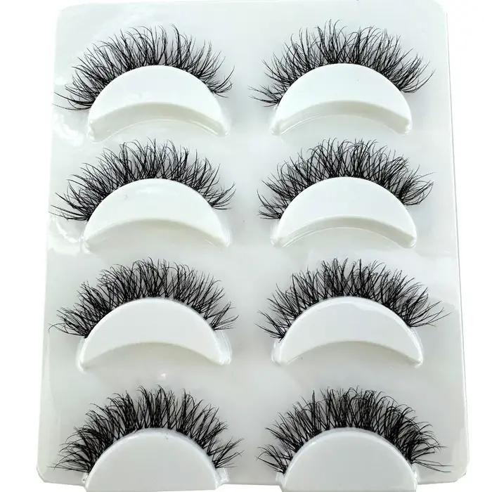 Nouveau 4 paires de faux cils vaporeux Volume 3D moelleux naturel avec bande transparente-extension