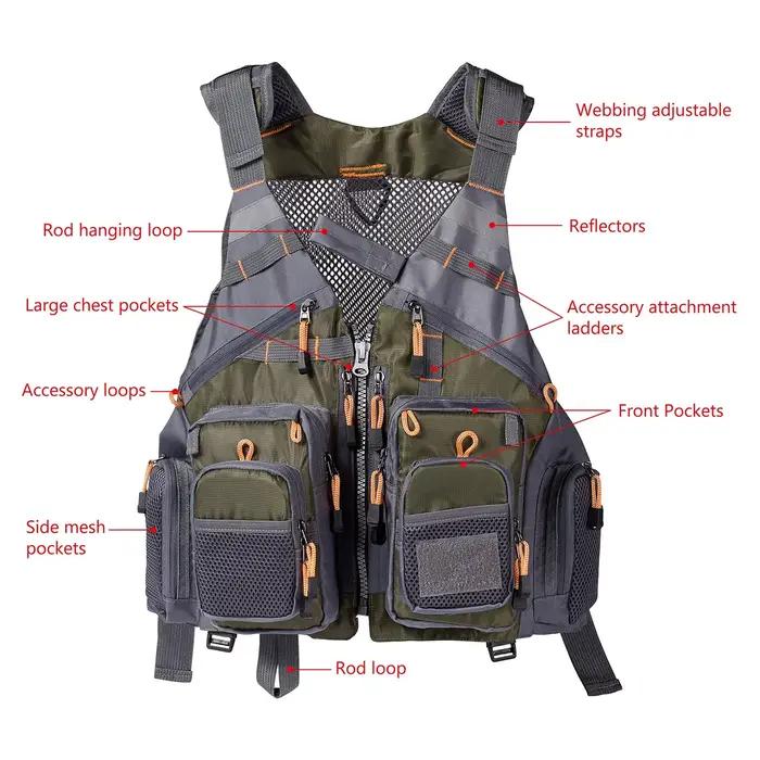 Bassdash respirant gilet de pêche Sports de plein air mouche natation gilet réglable