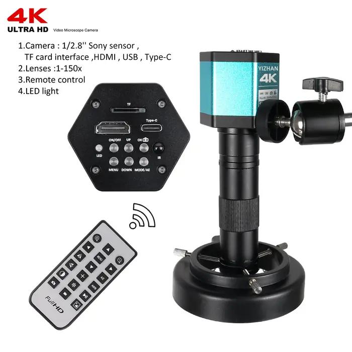 Microscope numérique pour l'électronique, caméras industrielles USB, HDMI, n'aime 1-150X, objectif à