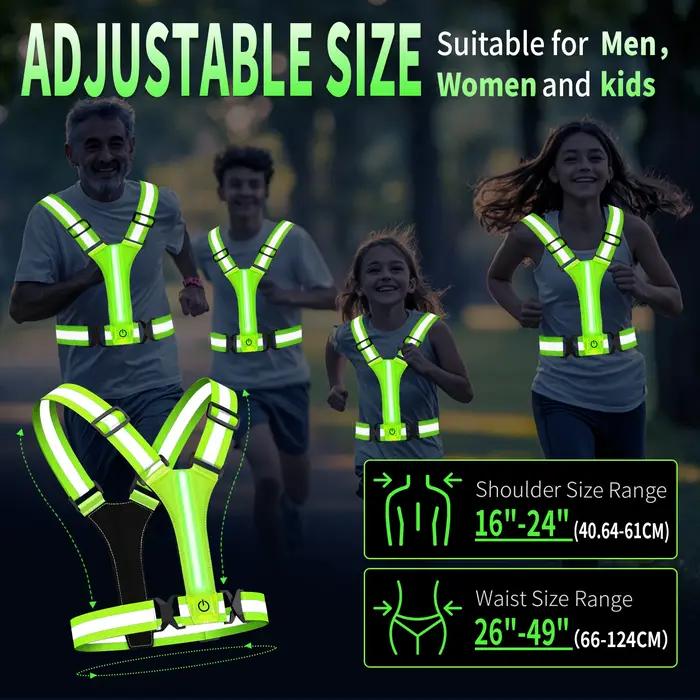 Gilet de course LED réfléchissant, Rechargeable par USB, gilet de sécurité pour cyclisme, haute visi