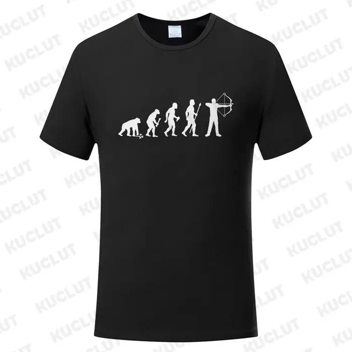 Marque vêtements drôle évolution de l'homme et du tir à l'arc conception hommes t-shirt col rond che