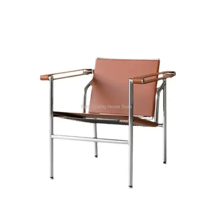 Le Corbusier Style italien canapé simple chaise design Vintage chaise simple en acier inoxydable cha