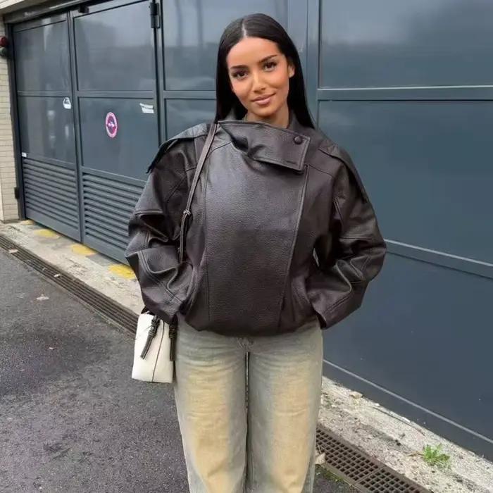 MUJER Faux cuir Bomber vestes pour femmes mode coupe-vent veste femme chaud hiver femmes manteau vêt